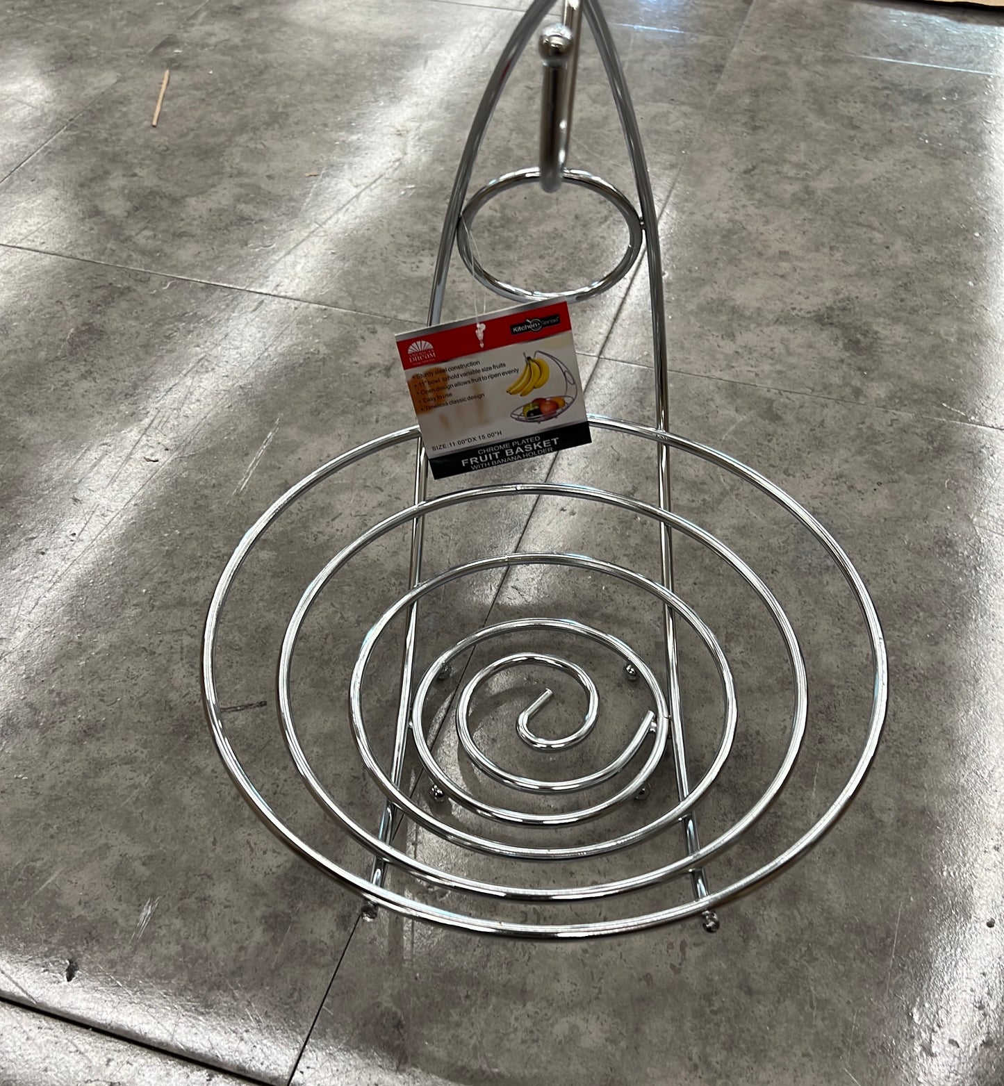 Chrome Fruit Bowl & Banana Holder