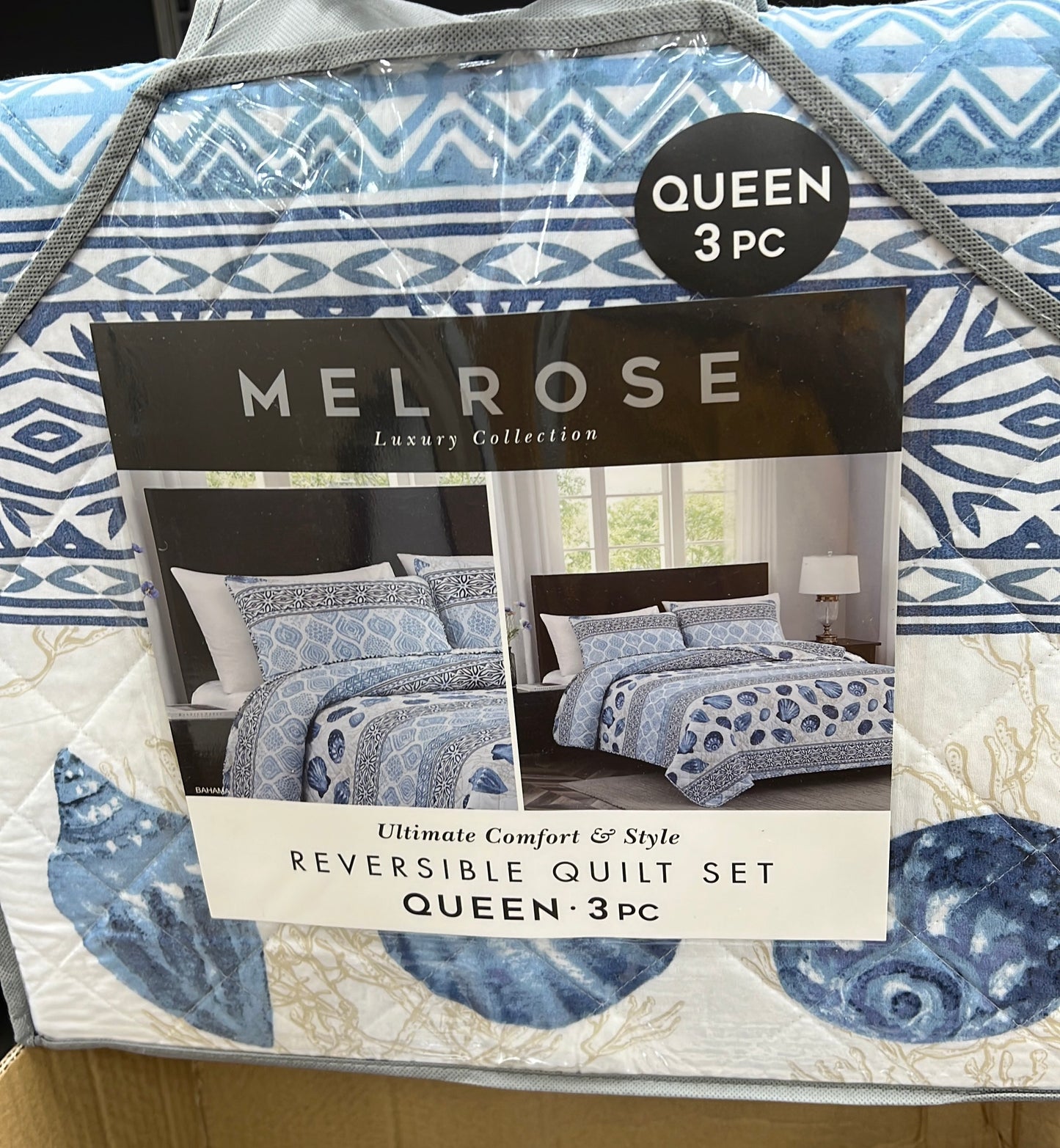 RT Designers Collection Melrose Bahama 3pc Stitched Quilt OB Q
