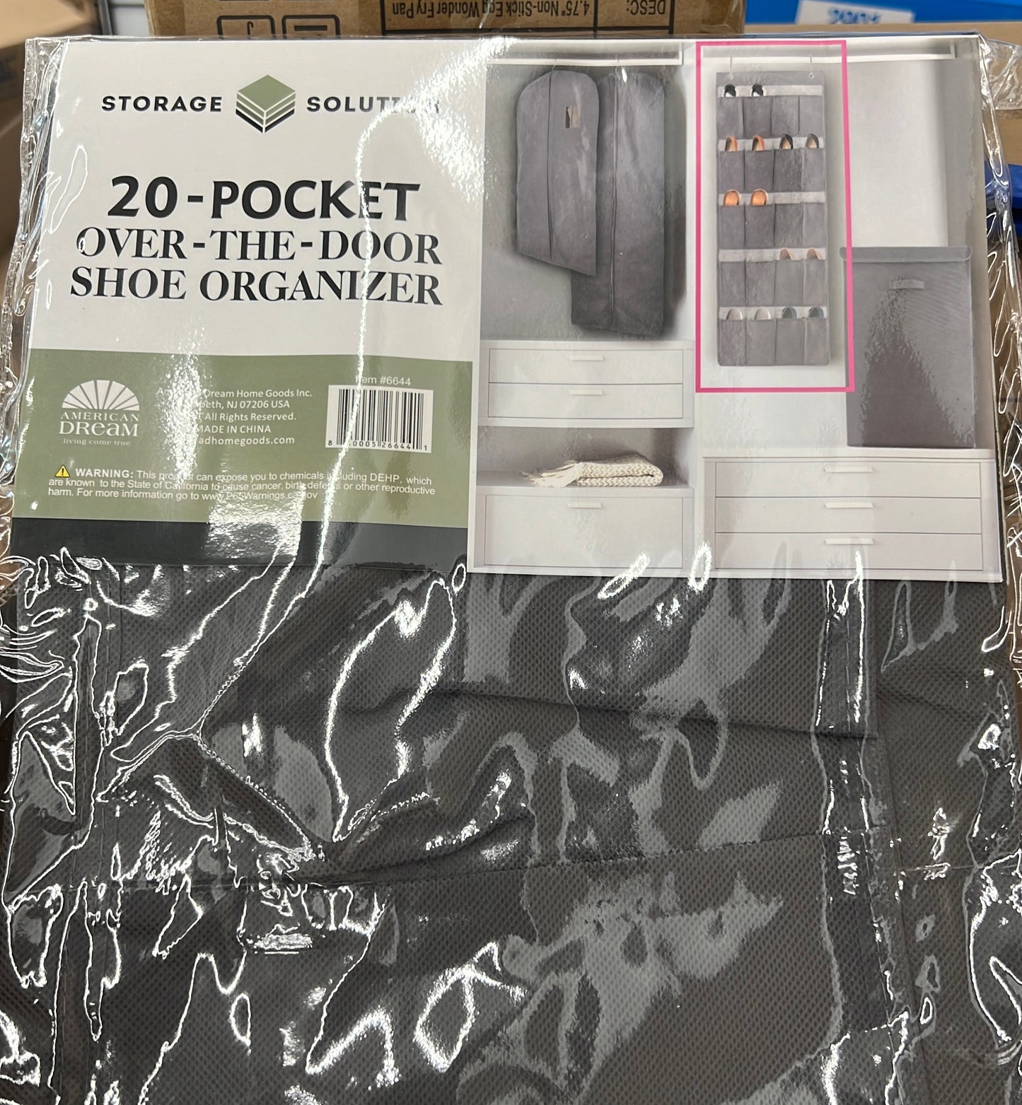 17.5" x 53.25" Non woven 20 Pocket Hanging Shoe Bag