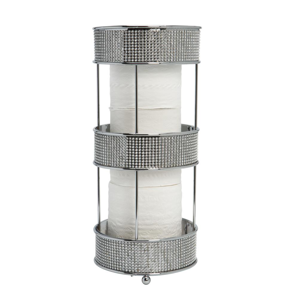 Bath Bliss Toilet Paper Holder in Pave Diamond Design, Grey