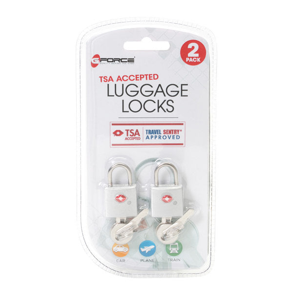 G Force TSA-Approved 2-Pack Cast Zinc Alloy Pad Lock