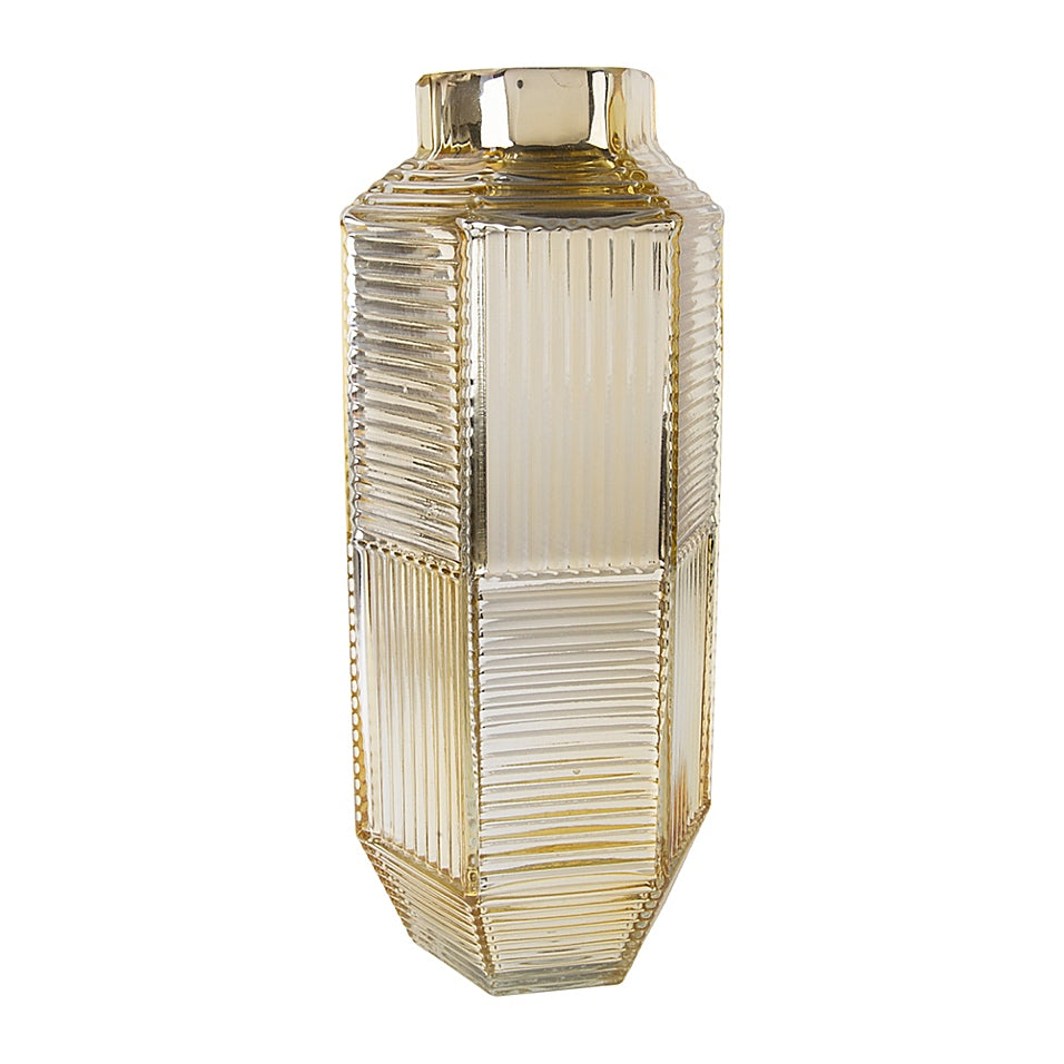 Unique Piece Home Essentials Paneled Vase, Crafted from Glass