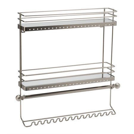 Home Details 2 Tier Wall Mount Jewelry Organizer in Satin