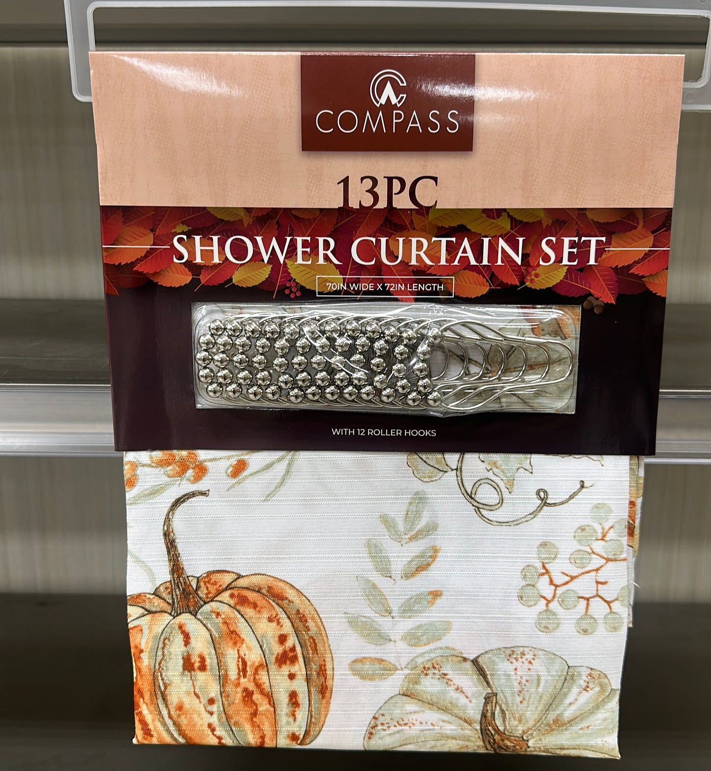 13PC SHOWER CURTAIN SET 7OIN WIDE X 72IN LENGTH