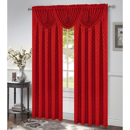 Robin Jacquard Rod Pocket Window Panel 54x84 Inches - Red