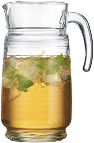 Home Essentials & Beyond Elegant Decorative Glass Clear Pitcher with Handle & Pour Lip for Water, Iced Tea, Lemonade for Home Every Day Use and Partie