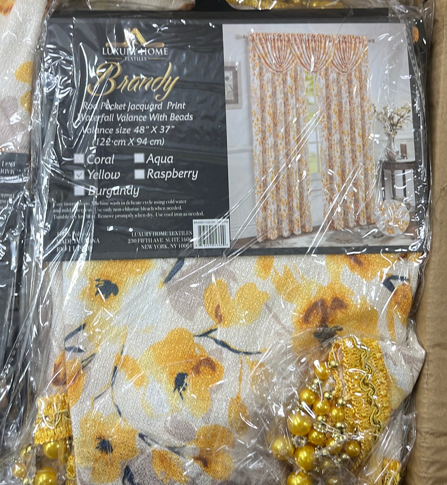 BRANDY YELLOW WATERFALL VALANCE 48"X37"
