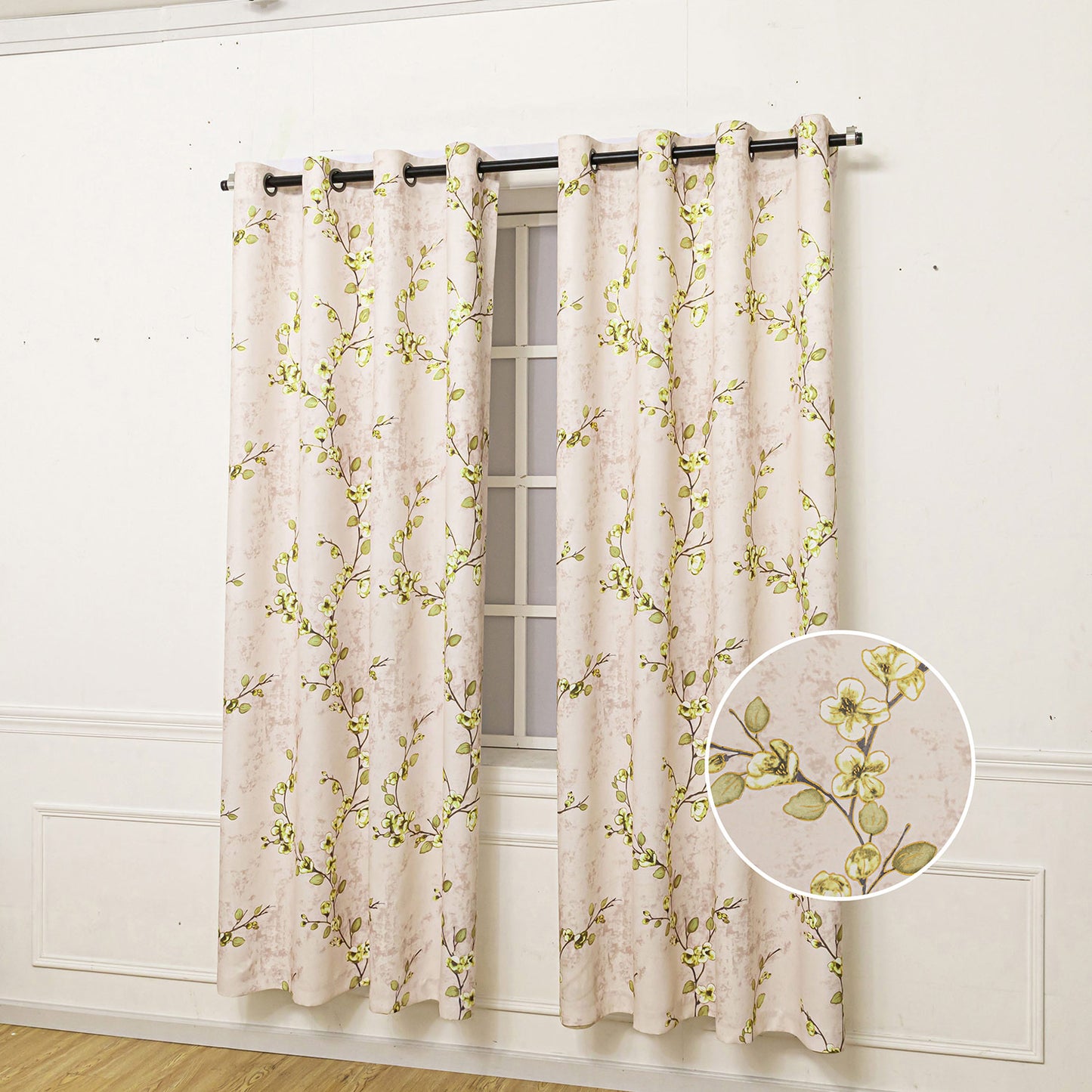 Sofia Floral Room Darkening Window Panel Pink-Yellow 54x84 Inches