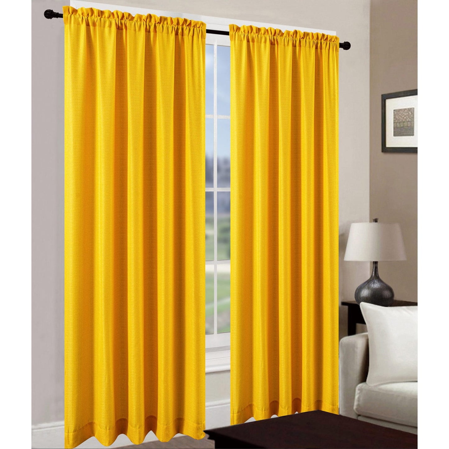 Leah Jacquard Rod Pocket Window Panel Yellow 54x84 Inches