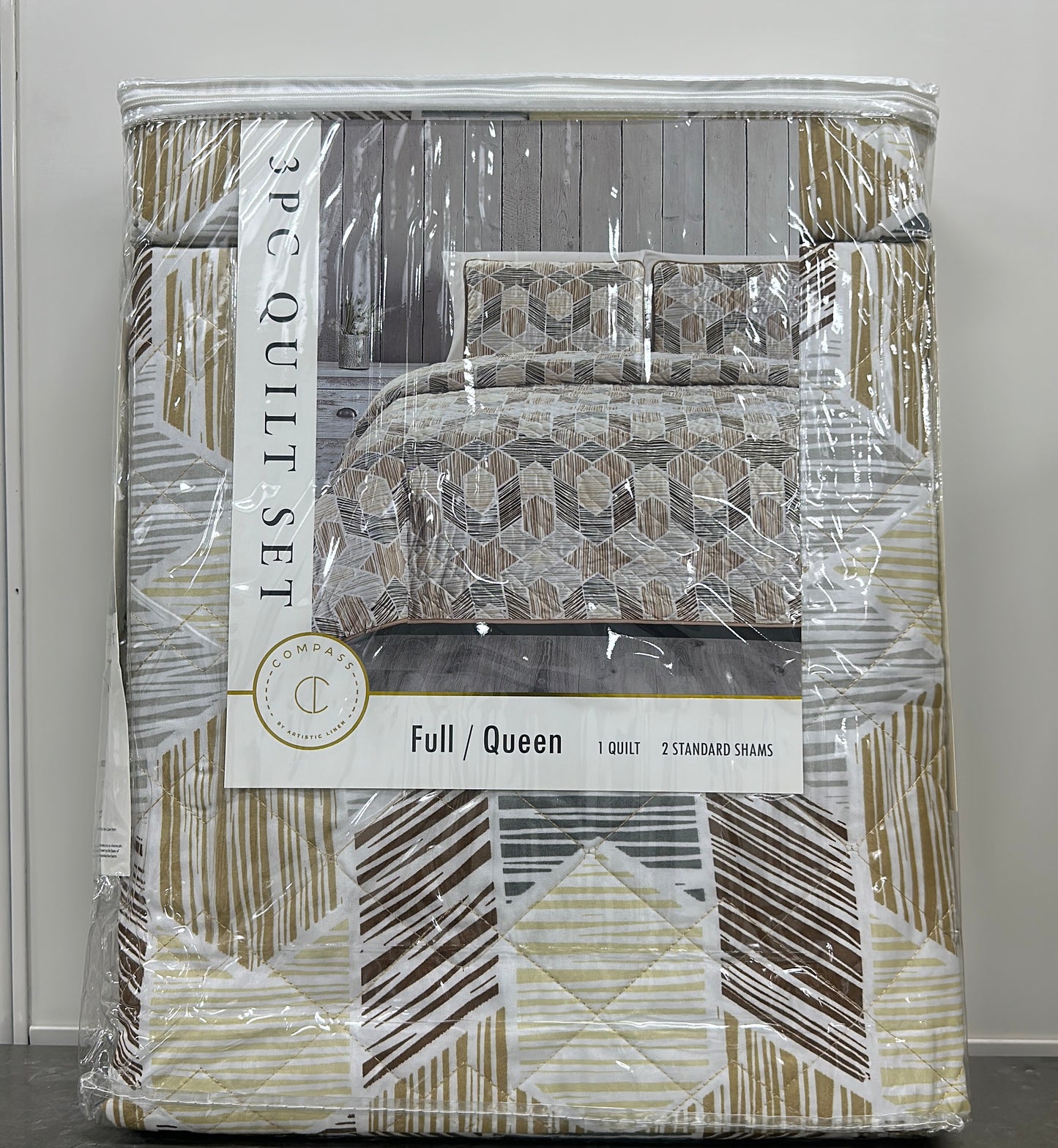 COMPASS 3PC QUILT SET Full / Queen 1 QUILT 2 STANDARD SHAMS