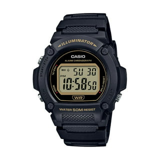 Men's Casio Black & Gold Digital Chronograph Watch - W219H-1A2V, Size: Large