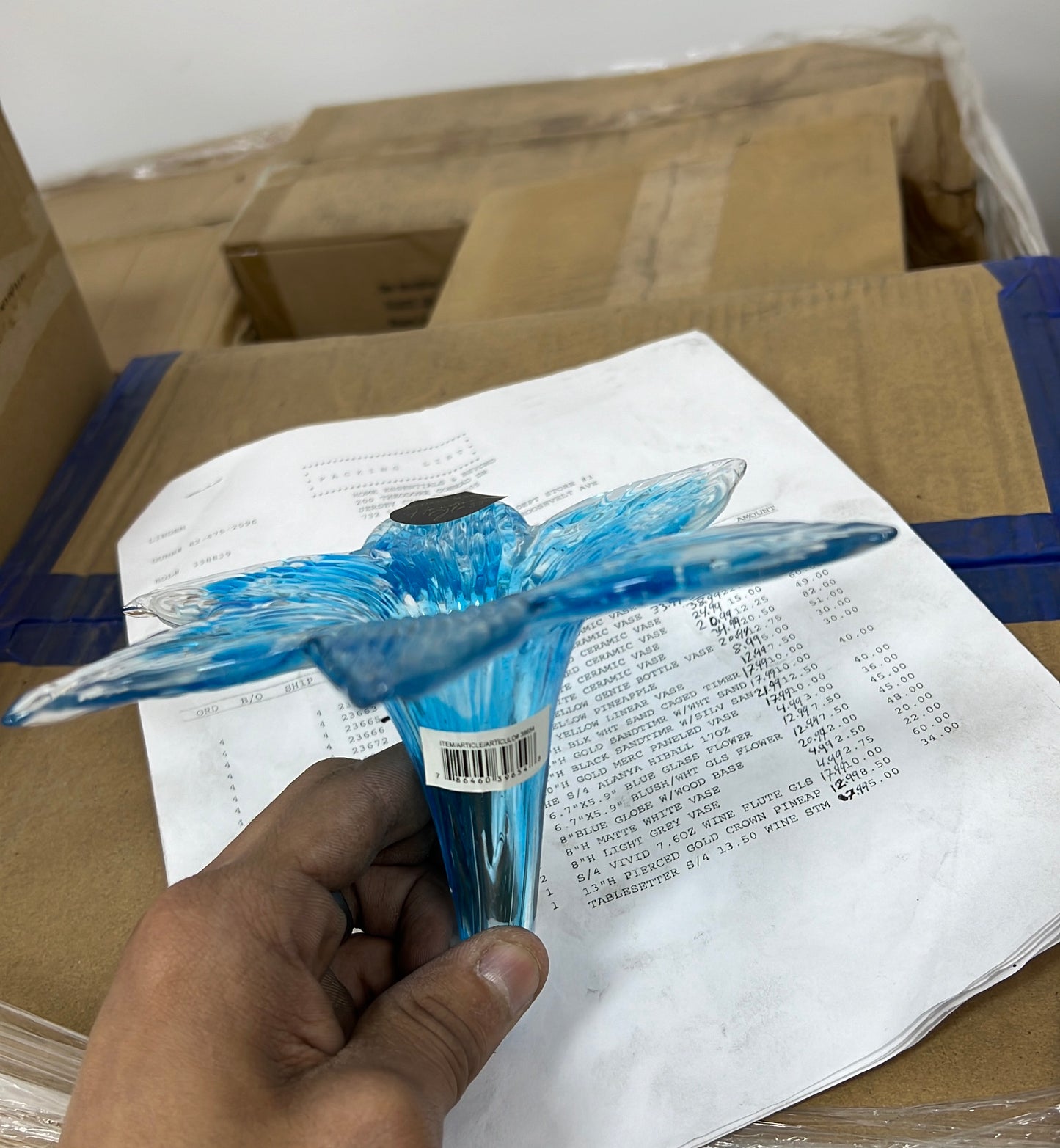 INCH BLUE GLASS FLOWER