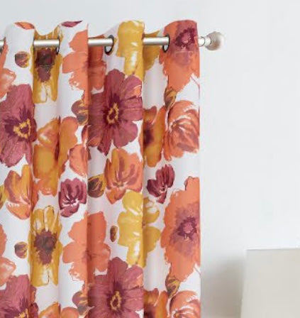 Naples Orange Printed Blackout Grommet Panel - Elegant 54''x84” Window Treatment