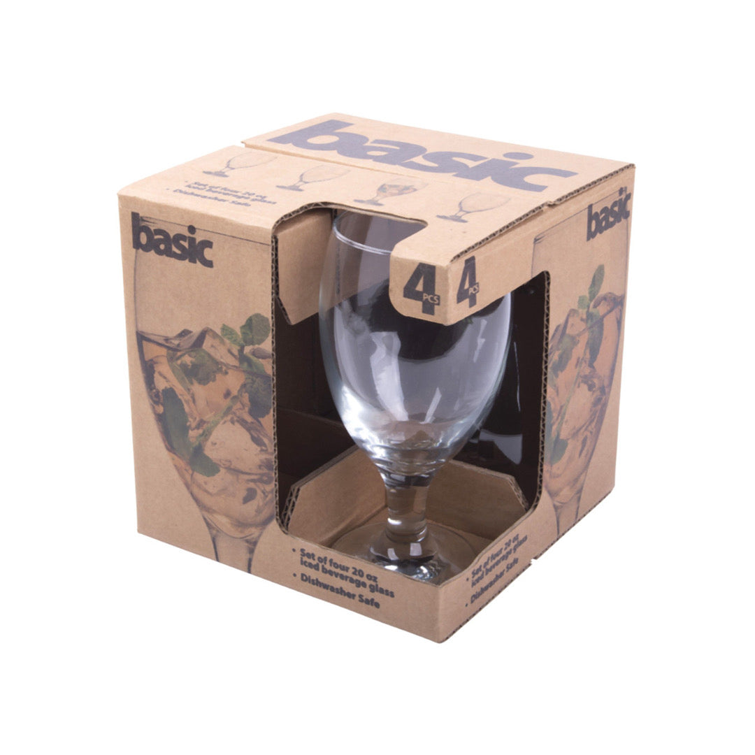 Iced Tea Goblet Beverage Glasses, 20 ounce