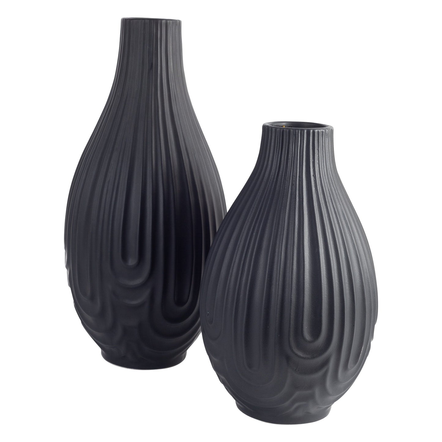 7” x 14.7"H Matte Black Vase