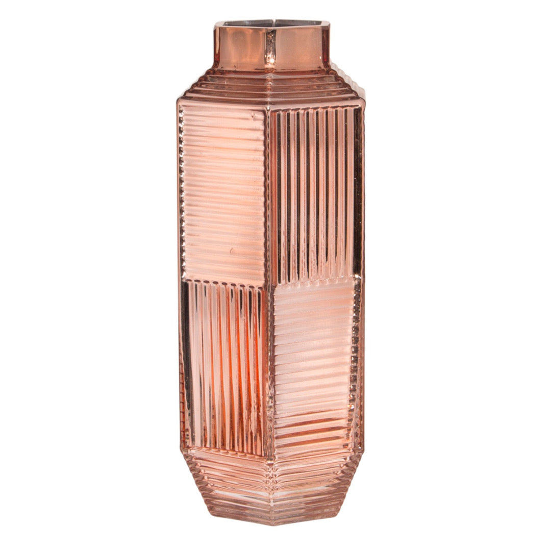 12" ROSE GOLD MERCURY PANELED VASE
