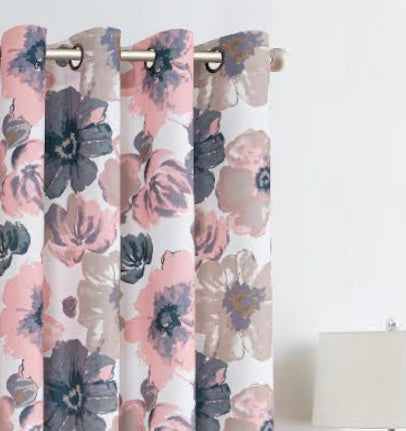 Naples Pink Printed Blackout Grommet Panel - Elegant 54''x84” Window Treatment