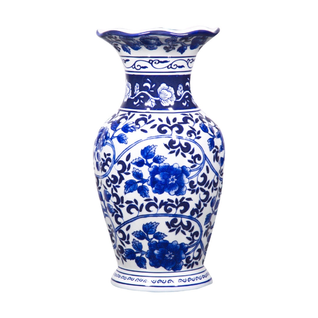 13"H Blue & White Vase