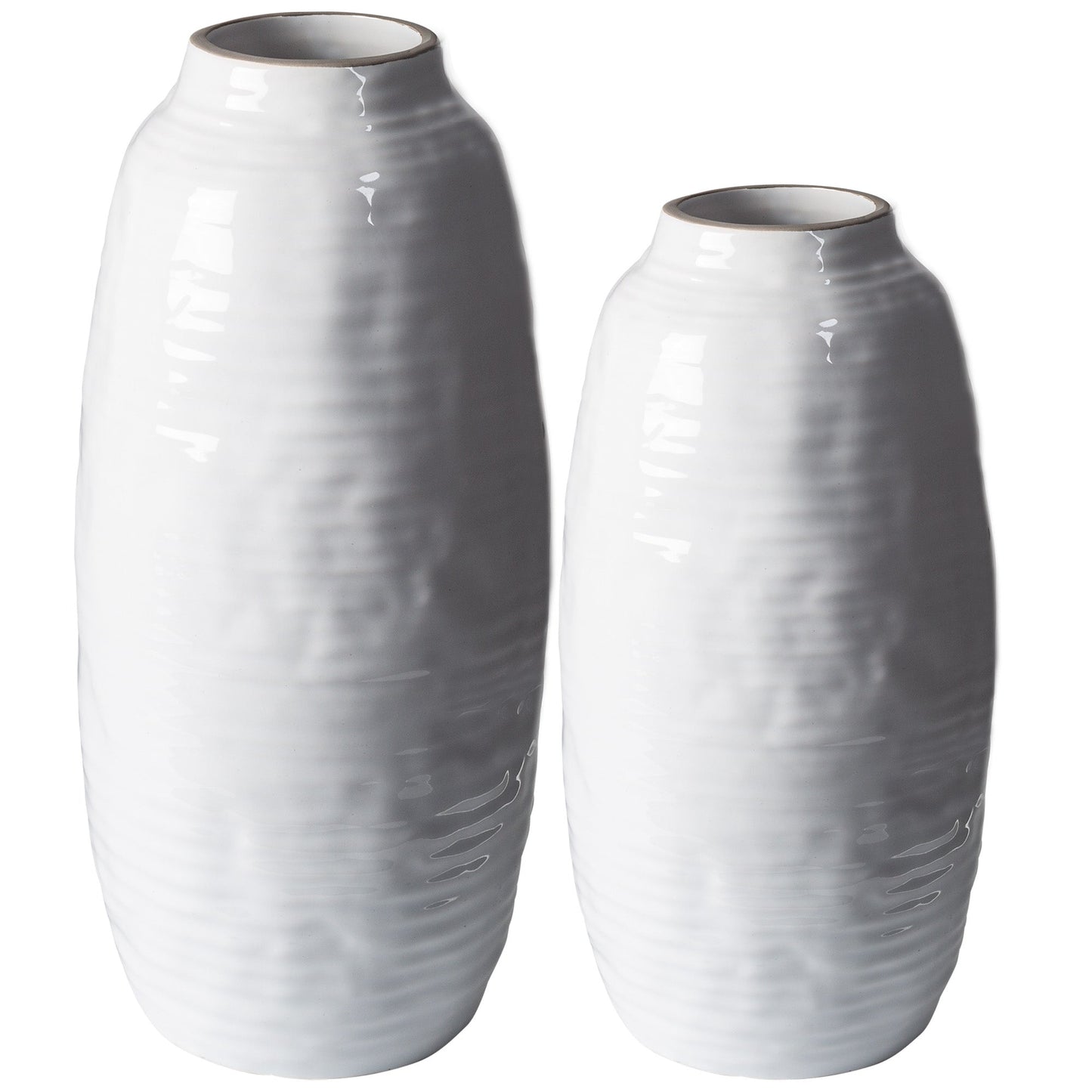 15"H White Textured Vase
