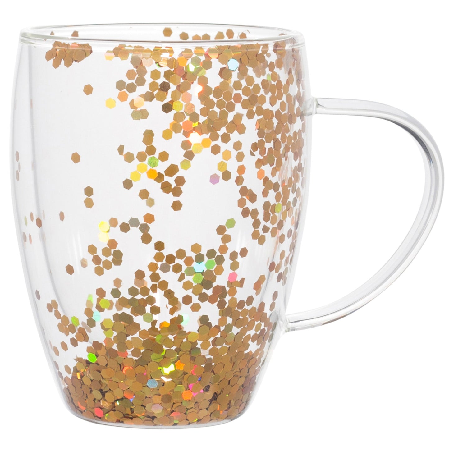 Mug With Gold Glitter 12oz - Drinking Glass