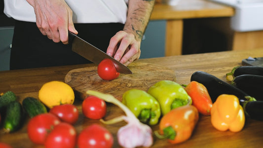 Man using knife to cut