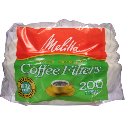 Melitta 8-12 Cup White Basket Coffee Filter, 200 Ct