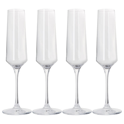 SET OF 4 VIVID CLEAR 7.6OZ WINE FLUTE GLASSESSET OF 4 VIVID CLEAR 7.6OZ WINE FLUTE GLASSES