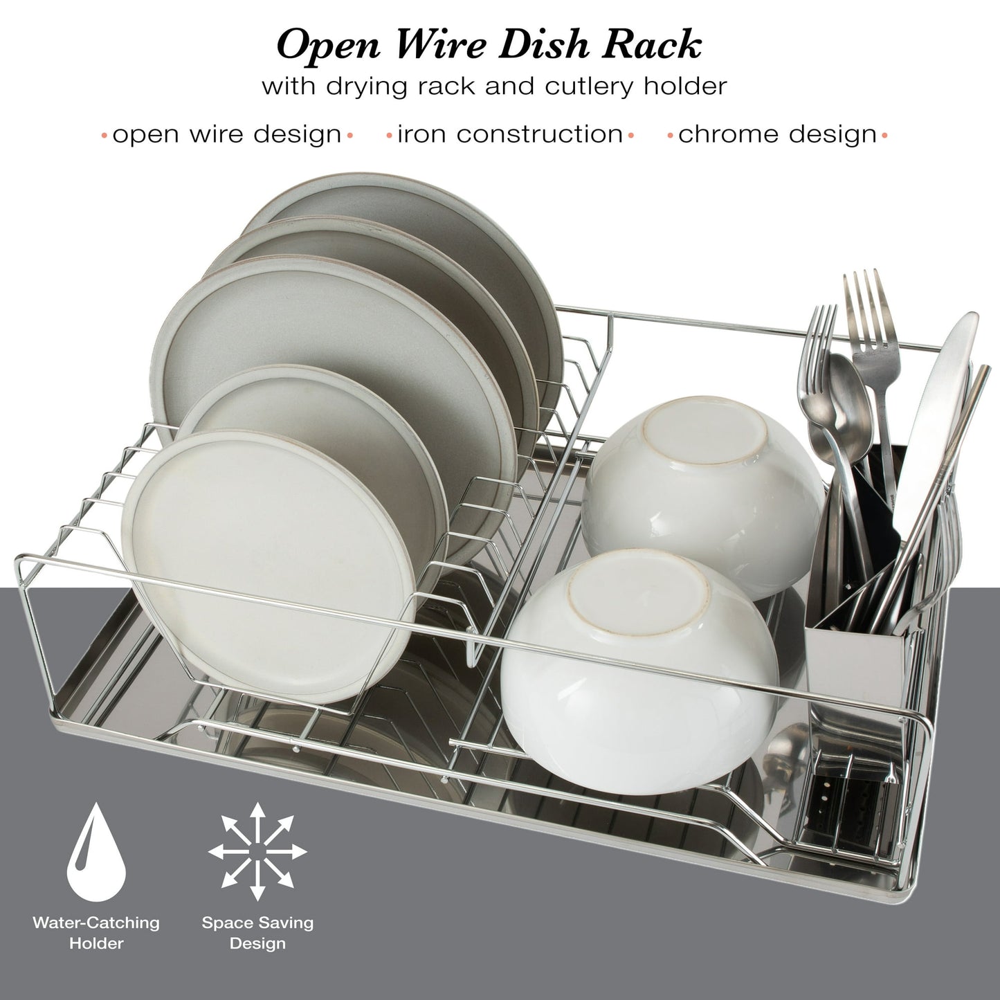 Kitchen Details Twisted Chrome 3 Piece Dish Rack