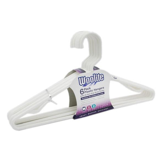 Woolite Plastic Clothes Hangers | Pack of 6 - White