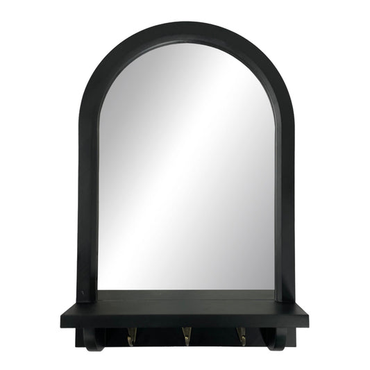 DOME MIRROR W/ HOOKS IN BLK, GREY, WHT & CHAMP. - SIZE: 12" x 3" x 18"