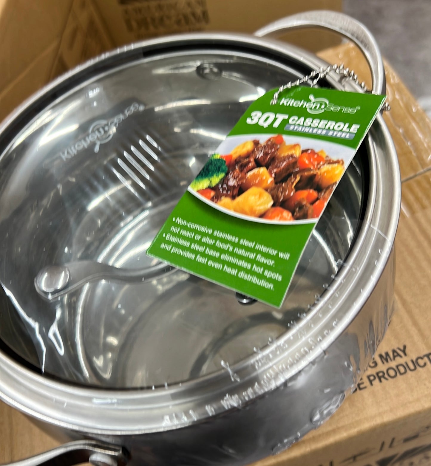 3QT S.S. Casserole with Tempered Glass Lid