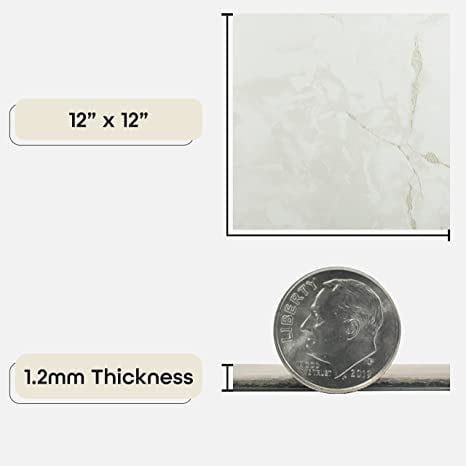 Achim Nexus 12"x12" 1.2mm Peel & Stick Vinyl Floor Tiles 20 Tiles/20 Sq. ft. Light Grey/Greige with Dark Grey Veins