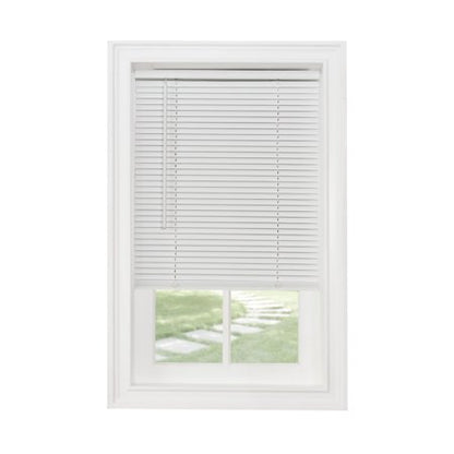 Cordless Light Filtering Mini Blind - 72 Inch Width, 64 Inch Length, 1" Slat Size - Pearl White - Cordless GII Morningstar Horizontal Windows Blinds for Interior by Achim Home Decor