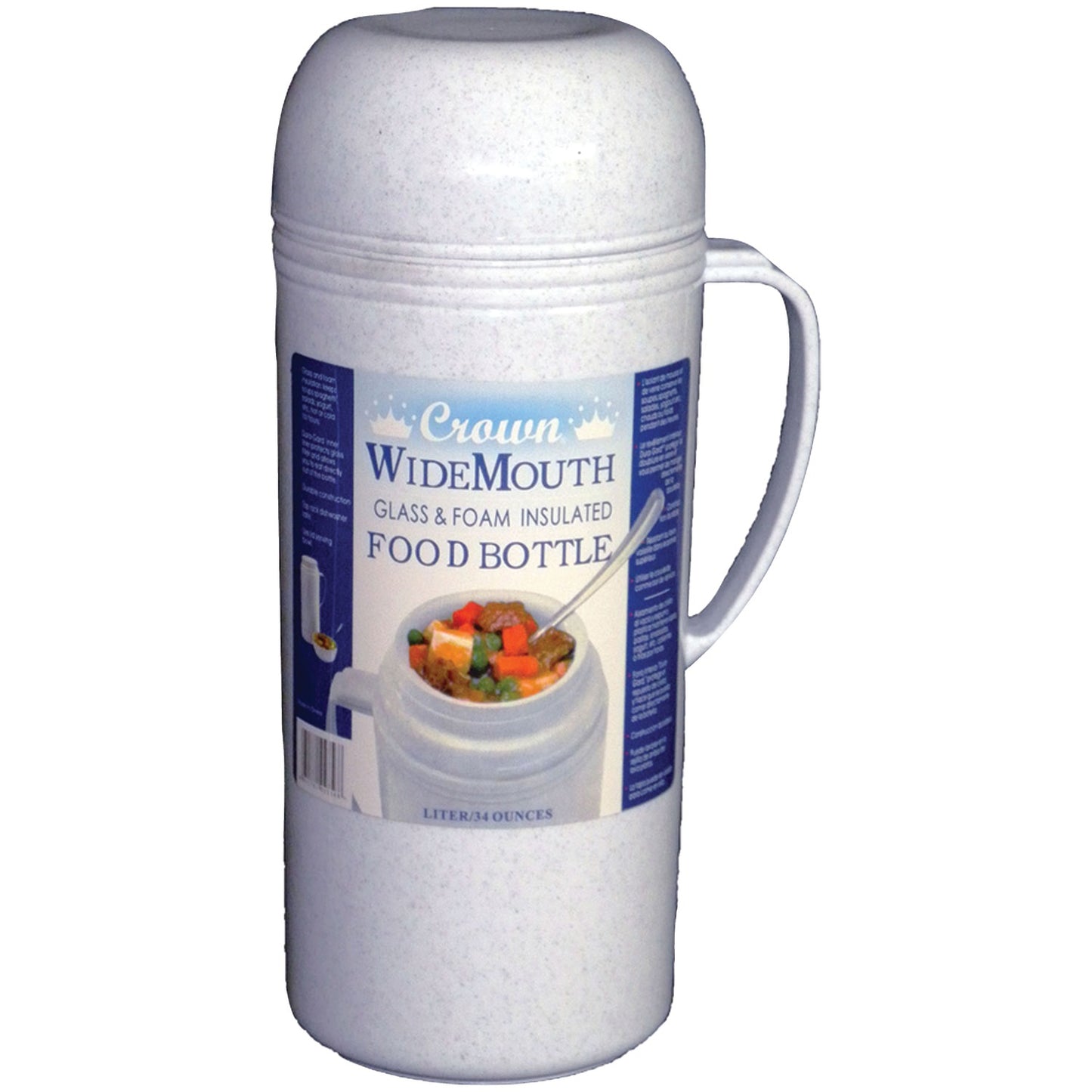 Brentwood 1.0L Wide Mouth Mouth Glass Vacuum/Foam Insulated Food Thermos