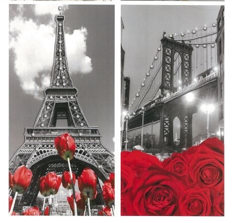 LANDMARKS WITH JEWELS & FOIL LACQUERED CANVAS - SIZE: 12" x 24"