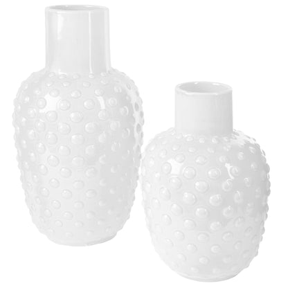 10.5"H WHITE HOBNAIL VASE