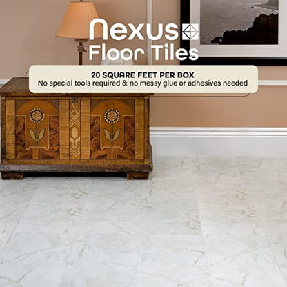 Achim Nexus 12"x12" 1.2mm Peel & Stick Vinyl Floor Tiles 20 Tiles/20 Sq. ft. Light Grey/Greige with Dark Grey Veins