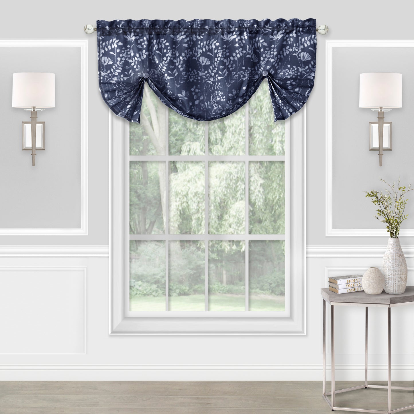 Achim Home Furnishings Charlotte Pleated Roman Valance - Navy