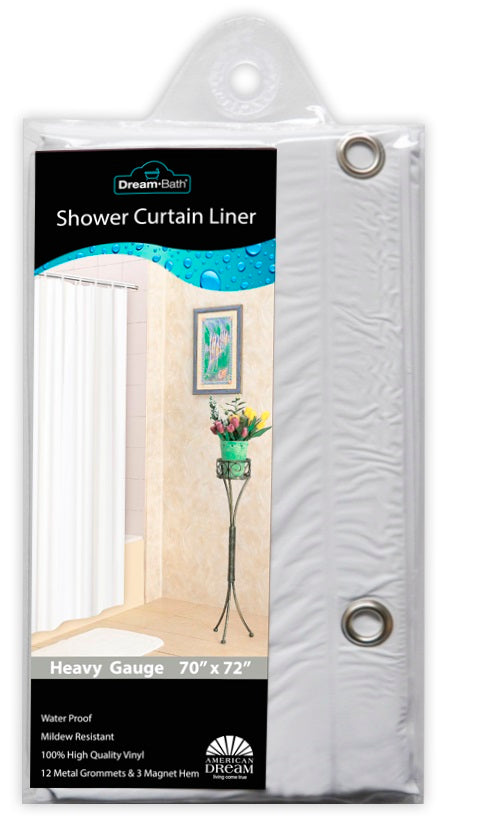 Dream Bath PVC Anti-Bacterial Mildew Resistant Shower Liner - White