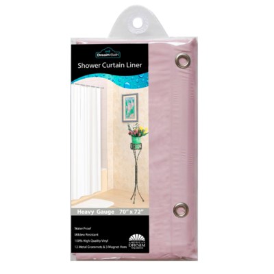 Dream Bath PVC Anti-Bacterial Mildew Resistant Shower Liner, 72x72 Inch, Pink