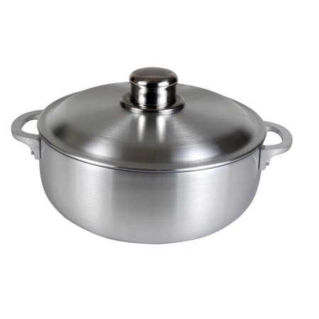 Kitchen Sense Heavy Gauge Polished Aluminum Caldero Dutch Oven Cauldron with Aluminum Lid, and Stainless Steel Knobs, 1.8 Quart