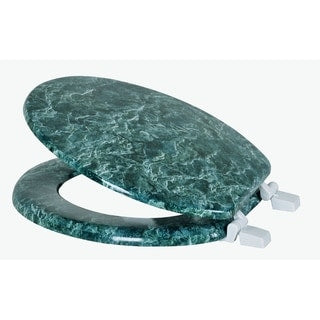 Dream Bath Heavy Duty Round Toilet Seat with Non-slip Seat and Quick-attach Easy Install Hardware Marbleized Wood Jade