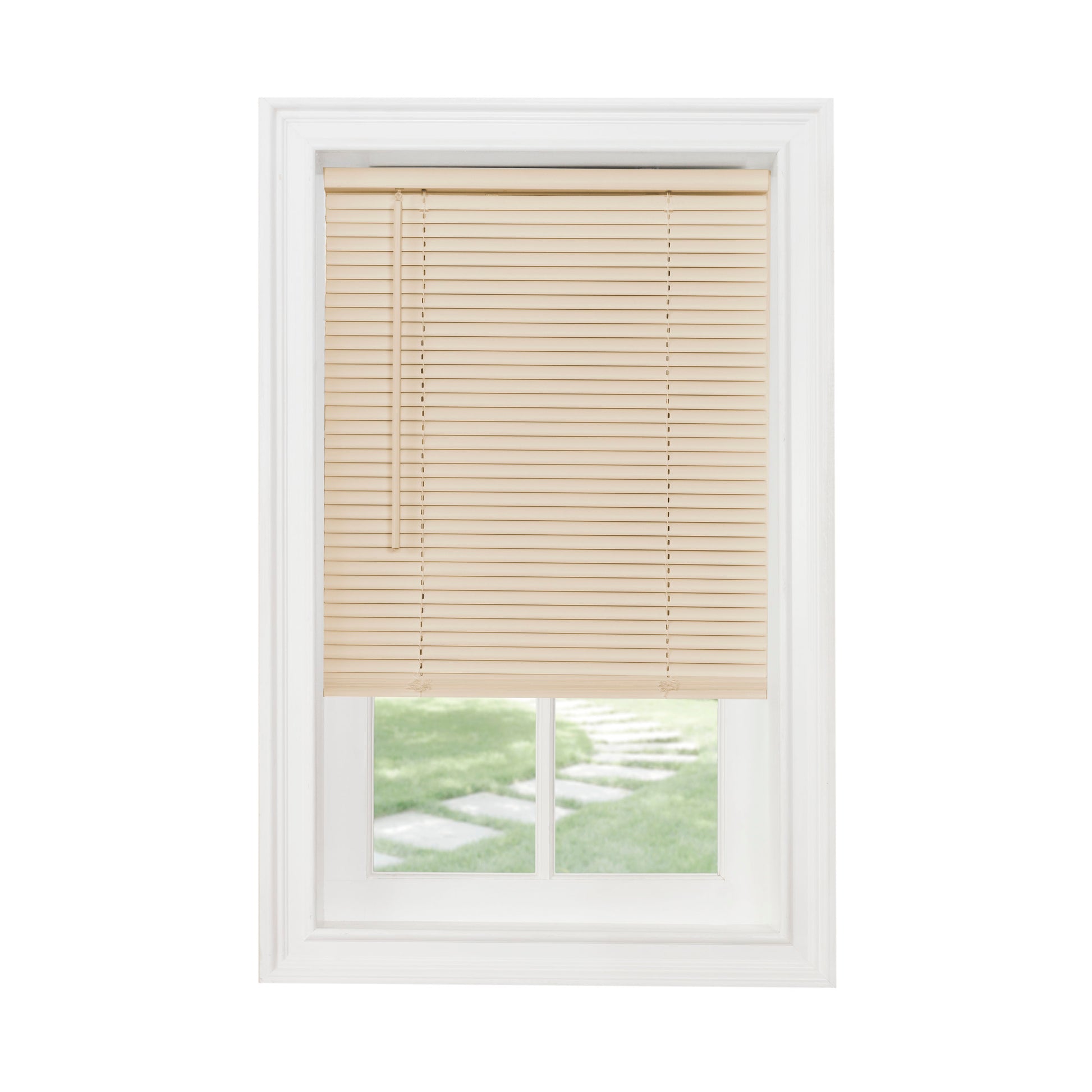 Cordless Light Filtering Mini Blind - 58 Inch Width, 64 Inch Length, 1" Slat Size - Alabaster - Cordless GII Morningstar Horizontal Windows Blinds for Interior by Achim Home Decor