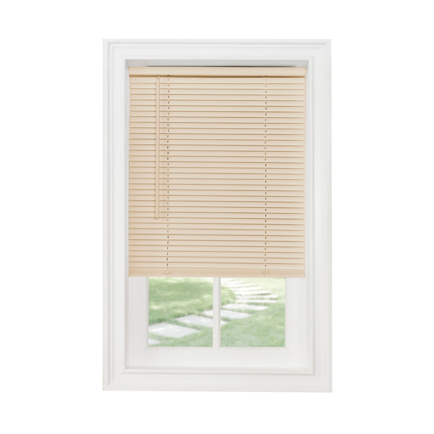 Cordless Light Filtering Mini Blind - 71 Inch Width, 64 Inch Length, 1" Slat Size - Alabaster - Cordless GII Morningstar Horizontal Windows Blinds for Interior by Achim Home Decor