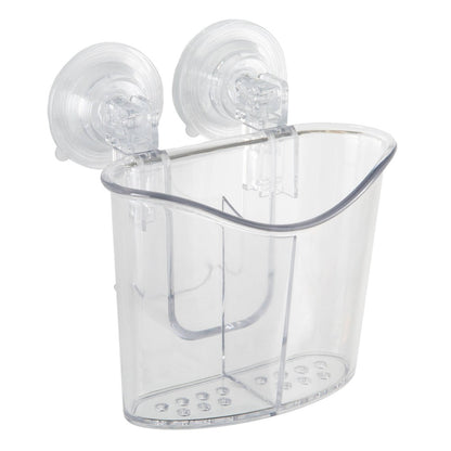Clear Power Lock Suction Caddy with 2 Compartments - Bath Bliss: PET & PVC Material, Shower Organizer with Suction Mount