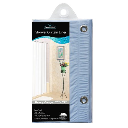 Dream Bath PVC Anti-Bacterial Mildew Resistant Shower Liner, 72x72 Inch, Light Blue