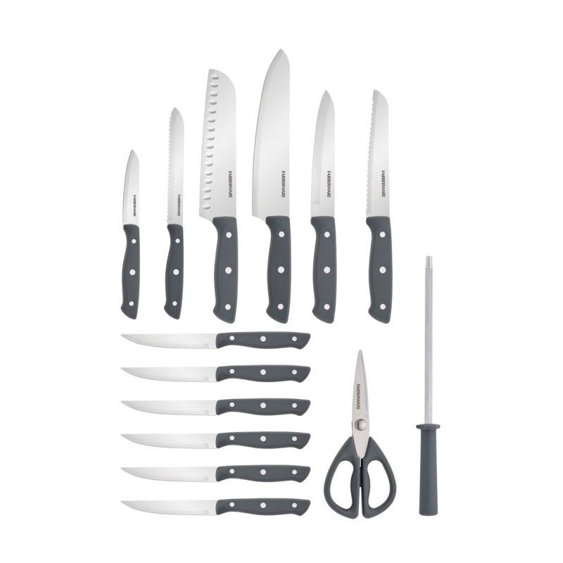 Farberware 15-piece Triple Rivet White Wash Knife Block Set