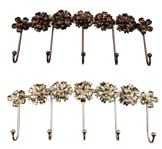 METAL ARCH FLOWERS WITH 5 HOOKS IN CHAMPAGNE & BRONZE - SIZE: 17.5" x 1.5" x 7.5"