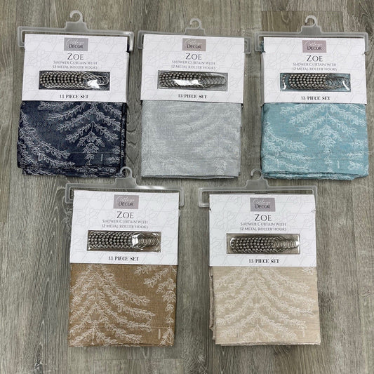 ZOE SHOWER CURTAIN W/HOOKS 72" X 72"