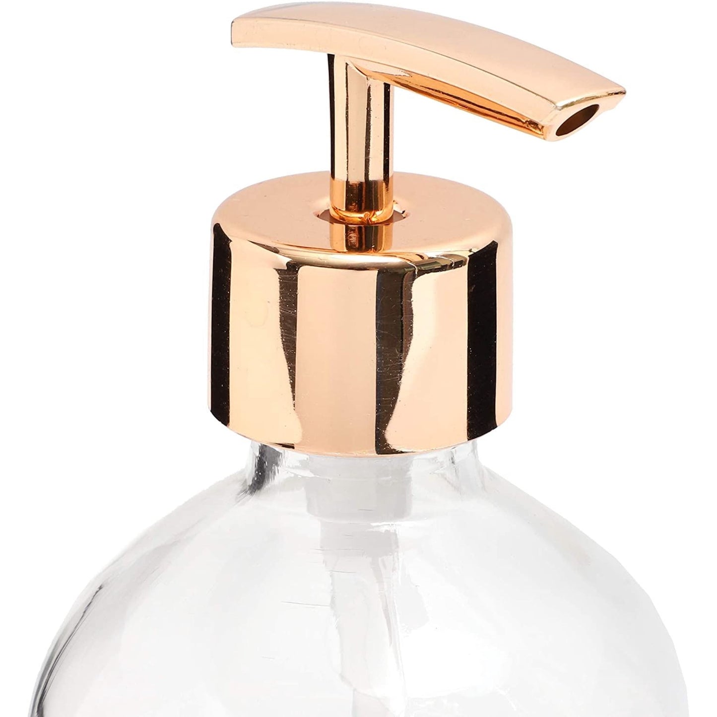 7oz Clear Glass Lotion Pump with Assorted Pump Colors (Rose Gold, Chrome, Nickel)